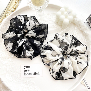 高级感法式 扎马尾简约头绳气质发饰女 超大肠发圈森系头饰发绳夏季