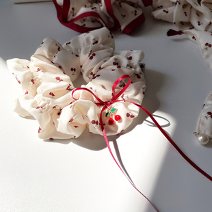 桃子柚原创发饰樱桃蝴蝶结大肠发圈女云朵皮筋丸子头饰马尾盘发绳