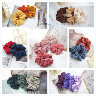 原创发饰复古ins莫兰迪雪纺大肠发圈大号发绳韩国头饰OL头花 包邮