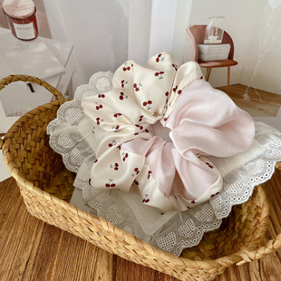 复古少女发饰樱桃大肠发圈皮筋扎头发绳粉色头饰丸子头花马尾头绳