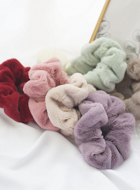 日系复古发饰chic珊瑚绒发圈可爱大肠圈韩国简约发绳毛绒头饰头花