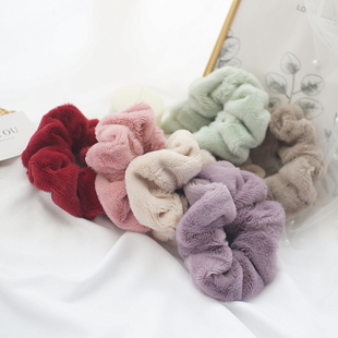 日系复古发饰chic珊瑚绒发圈可爱大肠圈韩国简约发绳毛绒头饰头花