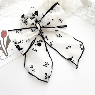 原创发饰复古风花朵发圈皮筋气质蝴蝶结发绳夏日仙美飘带头饰头花