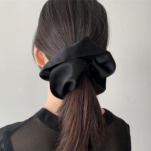 ins高级法式 复古慵懒仿真丝绸缎面欧美超大肠圈黑色发圈发饰发绳