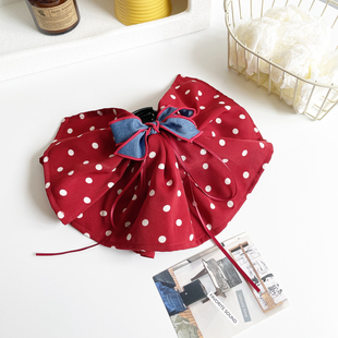 显发量 复古红色波点蝴蝶结发抓夹中号盘发饰裙摆发夹马尾夹头饰