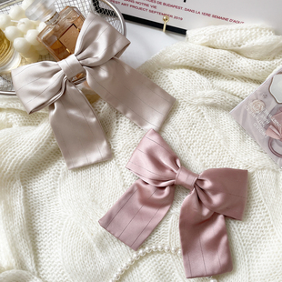 原创发饰气质缎面蝴蝶结发夹复古公主马尾夹子后脑勺头饰发卡顶夹