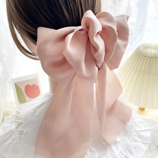 法式 飘带大蝴蝶结头饰发夹女后脑勺头饰弹簧夹马尾夹黑色高端发饰