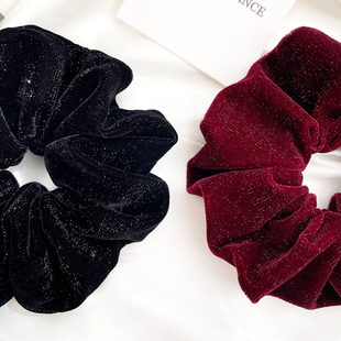 法式 高级发圈超大细闪红丝绒大肠圈发绳丸子头饰复古发饰皮筋盘发