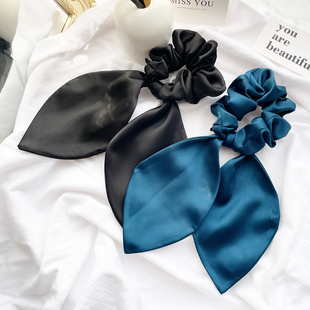 ins法式 复古高级发饰女大肠圈蝴蝶结发圈黑色大飘带发绳头饰头绳