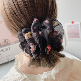 韩国发饰轻薄雪纺印花香蕉夹浪漫云朵马尾夹后脑勺发夹竖夹头饰女