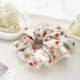 日系复古森女发饰棉艺大肠圈发圈蕾丝刺绣发绳花边头绳发扎头饰