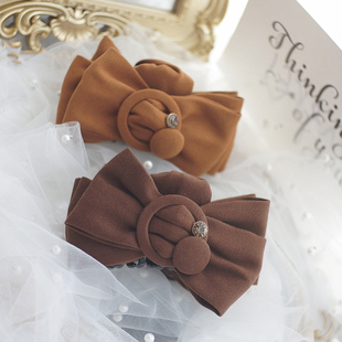 复古港风头饰原创发饰森女蝴蝶结发抓夹大号盘发夹小钻鲨鱼夹头花