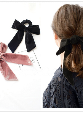日系文艺复古丝绒蝴蝶结发圈头绳发饰天鹅绒飘带发绳大号韩国头饰