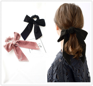 日系文艺复古丝绒蝴蝶结发圈头绳发饰天鹅绒飘带发绳大号韩国头饰