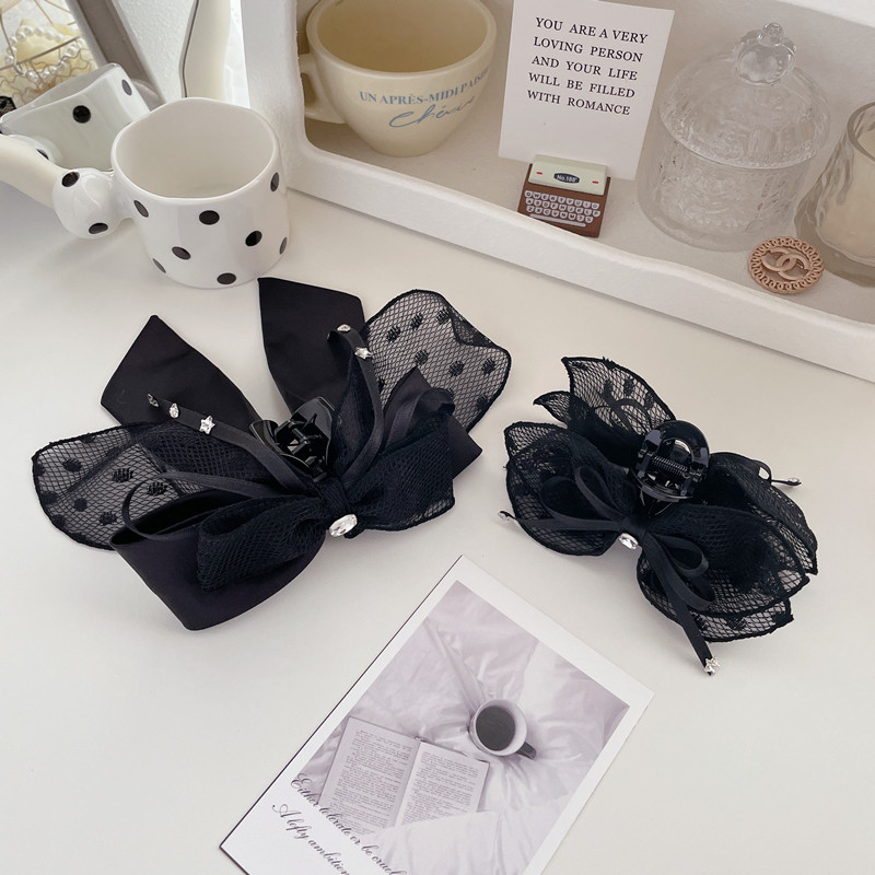 复古发饰高级黑色蕾丝抓夹蝴蝶结马尾夹飘带盘发夹后脑勺头饰发抓,饰品/流行首饰/时尚饰品新,发饰,淘宝优惠券,粉丝福利购,淘宝优惠卷