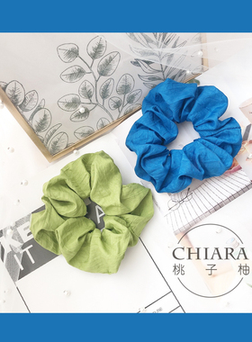 盐甜少女INS风复古蓝绿色纹理布艺大肠圈发圈发绳皮筋日韩发饰品