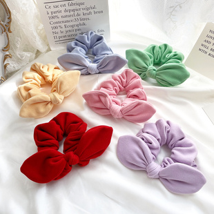 原创新年发饰超甜兔耳朵发圈圣诞发饰可爱蝴蝶结发绳红色头饰皮筋