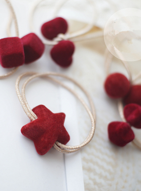 韩国发饰本命年红色发绳星星爱心头饰球球头花新年红发圈弹力皮筋