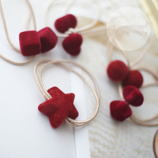 韩国发饰本命年红色发绳星星爱心头饰球球头花新年红发圈弹力皮筋