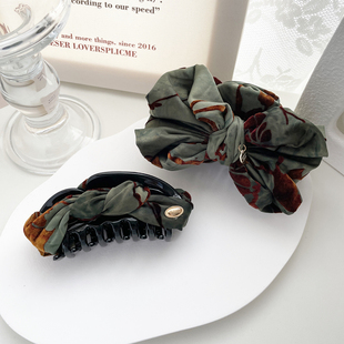 原创复古蝴蝶结抓夹盘发夹超大后脑勺鲨鱼发卡高级感夹子头饰发饰