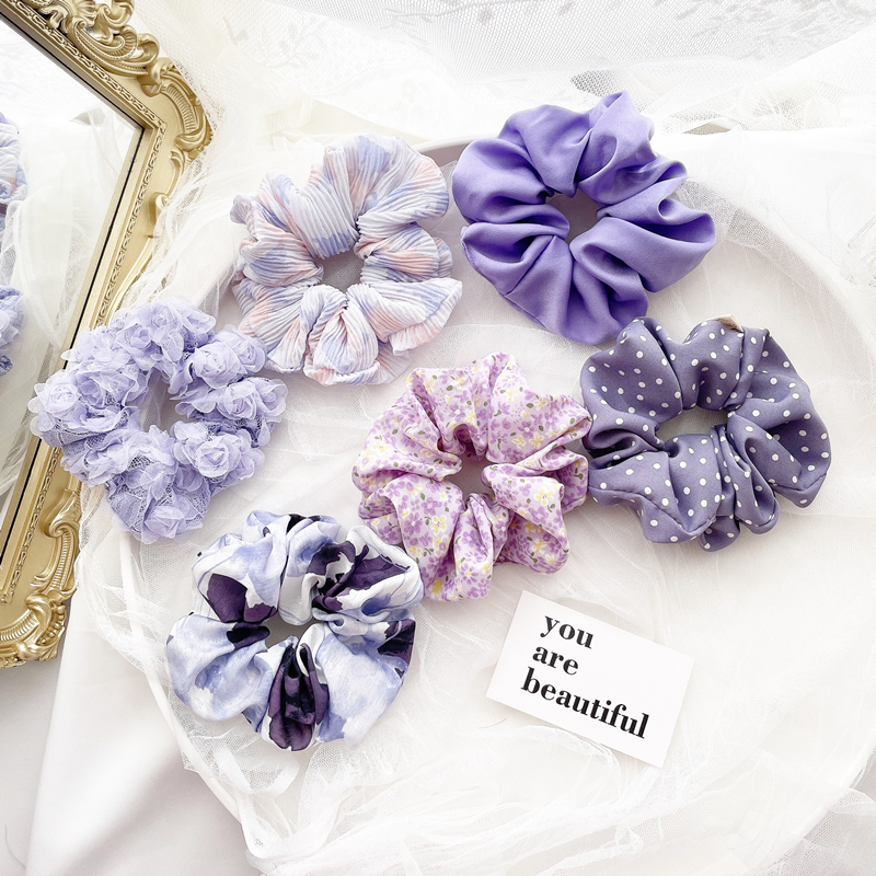 桃子柚长春花蓝发圈甜美紫色头绳