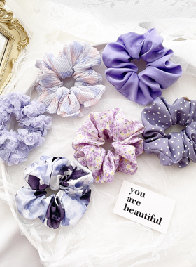 2022新款发饰长春花蓝大肠圈紫色发圈头绳女ins高级感头饰橡皮筋