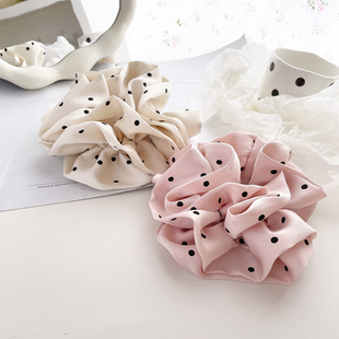 法式 复古波点大肠发圈女高级感花朵发饰扎头发绳气质丸子头饰皮筋