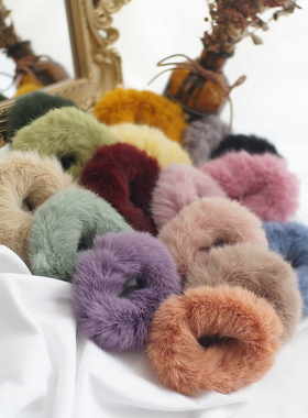 秋冬温柔发饰软萌仿兔毛毛绒绒发圈甜美发绳彩色皮筋头饰韩国头花