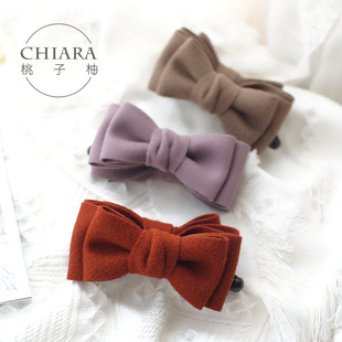 秋冬复古发饰毛呢蝴蝶结香蕉夹大号竖夹马尾夹韩国OL头饰头花 包邮