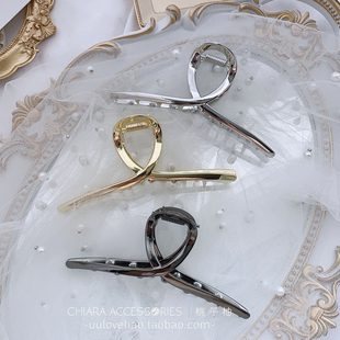 ins发抓夹后脑勺气质发夹网红2021新款 金属法式 大号鲨鱼夹个性