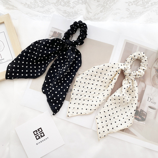 原创发饰日系复古波点泡泡发圈布艺飘带发绳森女蝴蝶结盘头饰 包邮