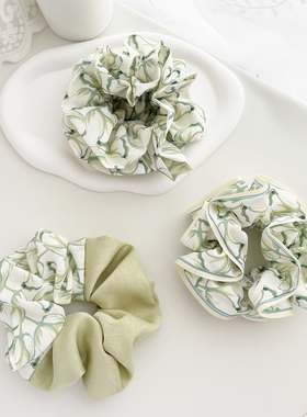 原创发饰绿色复古超大肠圈发圈扎头发皮筋发绳头饰盘发丸子头花女