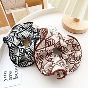 原创发饰女复古格纹大肠发圈大号简约ins气质头绳OL发绳皮筋盘发