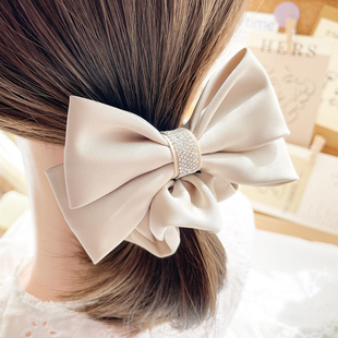 ins风法式 复古发圈蝴蝶结发饰低奢小钻头绳韩国头饰气质发绳皮筋