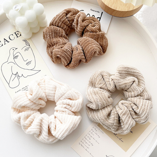 秋冬发饰法式 奶白色毛绒针织大肠圈头饰头绳发绳日系复古大号发圈