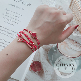 韩国发饰本命新年红色发绳桃心头饰可爱头花日韩发圈麻花弹力皮筋