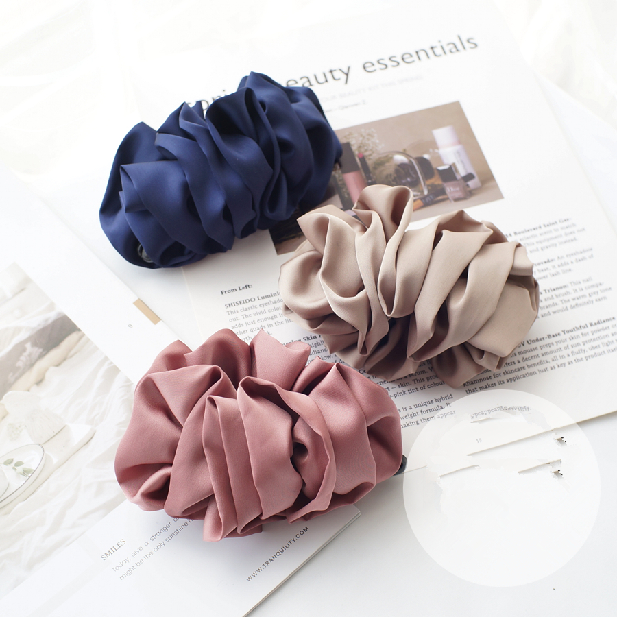 包邮日本发饰仙女夹复古缎面香蕉夹竖夹马尾夹发夹日系头饰OL头花