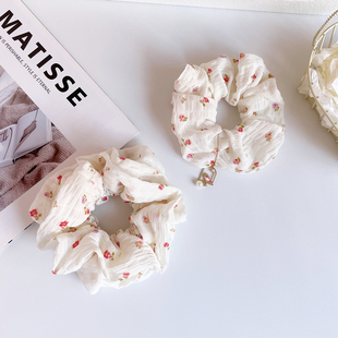 森系碎花朵大肠发圈女温柔发绳大号丸子头饰吊坠头绳原创发饰皮筋