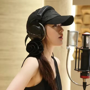 许妍同款 黑色玫瑰花发圈赵露思大肠发圈高级感发饰头绳盘发绳皮筋