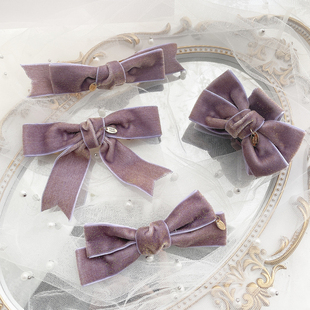 原创发饰复古金丝绒蝴蝶结中号发夹法式 发卡 刘海夹发抓夹秋冬新款