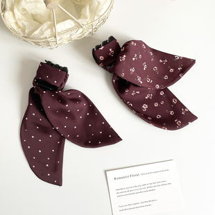 慵懒飘带发饰蝴蝶结发抓夹中号盘发夹复古紫红马尾夹子后脑勺头饰