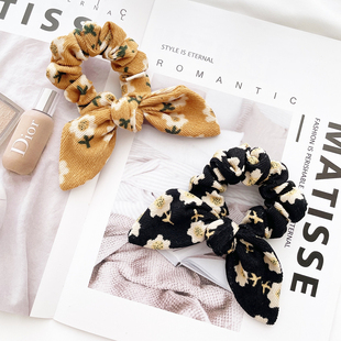 韩国秋冬发饰复古小花朵大肠发圈兔耳朵头绳日系皮筋蝴蝶结发绳女