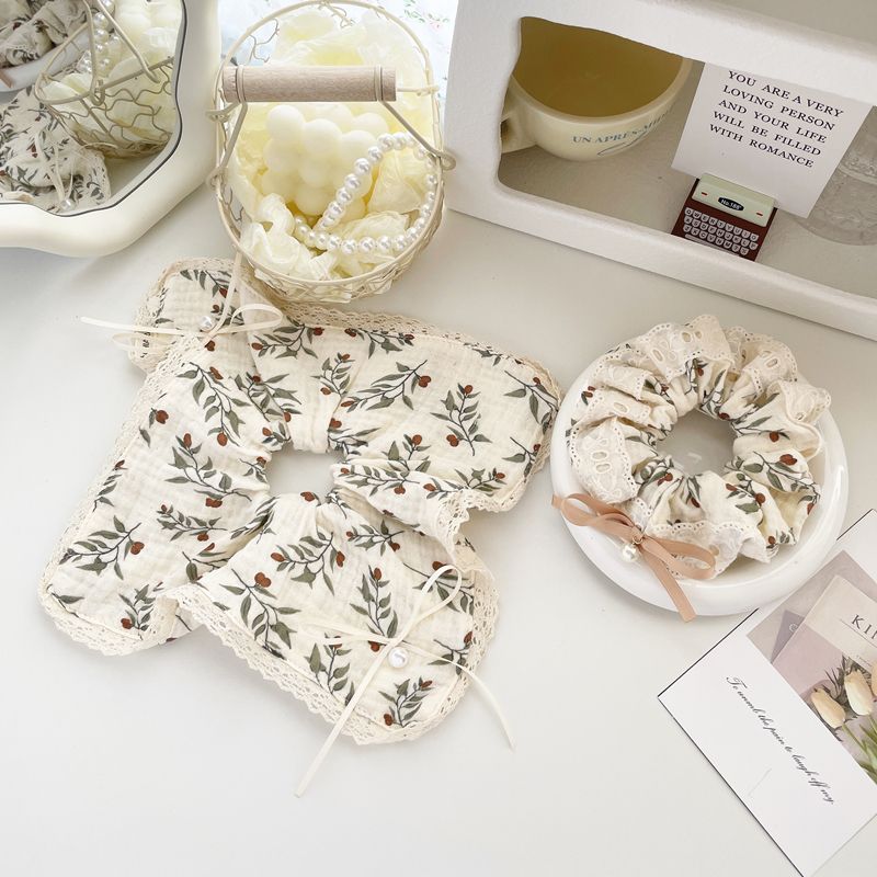 桃子柚芭蕾风发饰花边方巾发圈