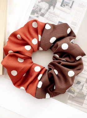 原创设计法式复古发饰波点大肠圈拼色发圈咖啡色发绳日韩头饰头花