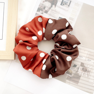 原创设计法式 复古发饰波点大肠圈拼色发圈咖啡色发绳日韩头饰头花