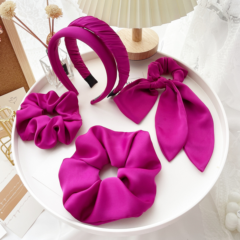 显白火龙果缎面发饰飘带发圈发箍