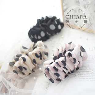 复古波点欧根纱香蕉夹竖夹马尾夹发夹日系头饰OL发饰头花 法式 包邮