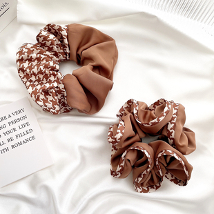 原创发饰复古千鸟格子超大发圈法式 大肠圈头绳丸子头饰皮筋盘发绳