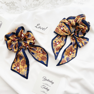 原创发饰法式 复古蝴蝶结发圈超大肠圈绸缎飘带发绳皮筋头饰头绳女