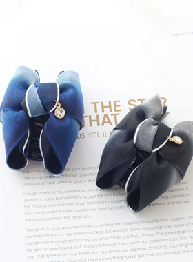 韩国发饰复古欧根纱缎带发抓夹蝴蝶结中号盘发夹头花头饰鲨鱼夹子